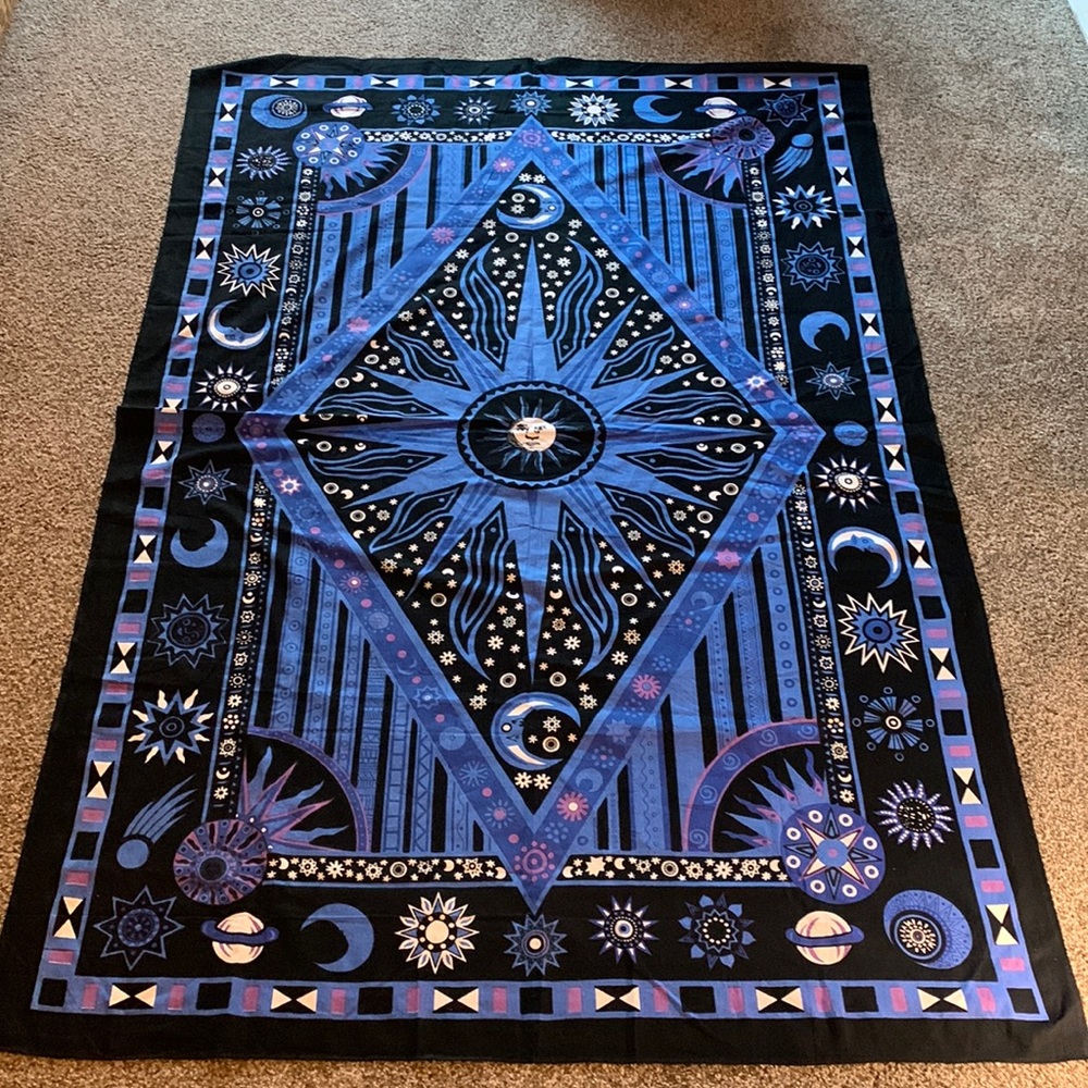 Bohemian Blue Tapestry ( 55 Inch Width x 80 Inch Length)
